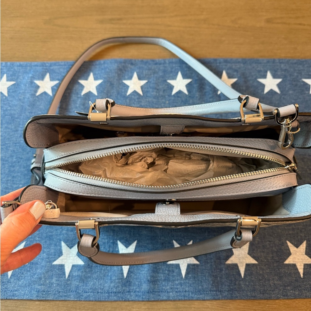 kate spade Gray and Cream Snake-Print Satchel - Picture 5 of 11